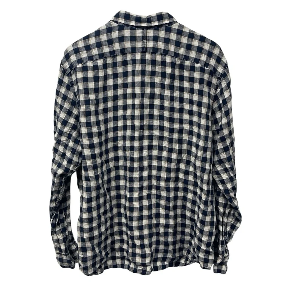 BF1165 Men’s Banana Republic 100% Linen CAMDEN Fit Plaid Button Shirt XL